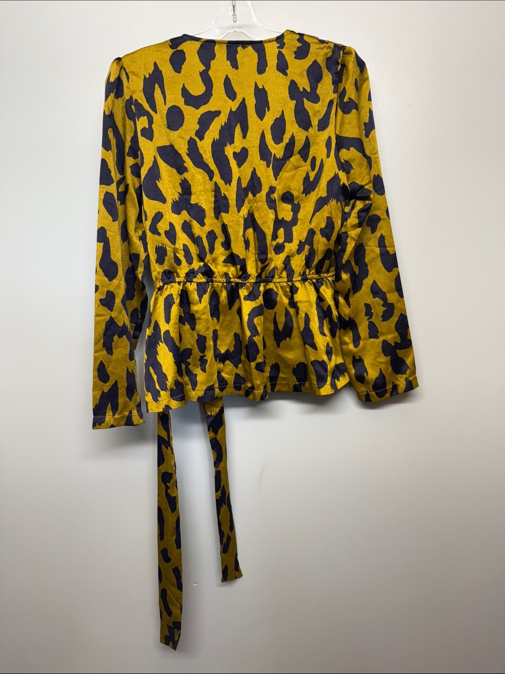Anthropologie Moon River Mustard and Black Leopard Wrap Blouse - Picture 5 of 5